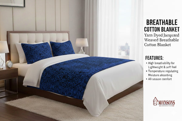 Midnight Bloom Cotton Throw Blanket