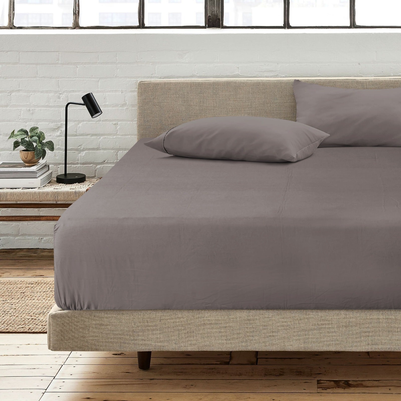 Slate Grey Fitted Bed Sheet Set