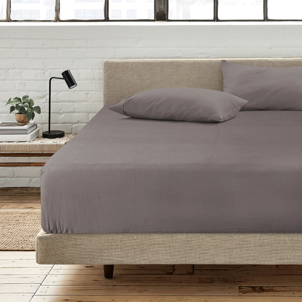 Slate Grey Fitted Bed Sheet Set